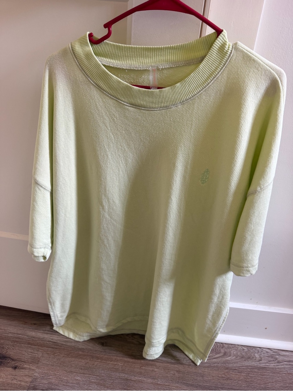 Free People Oversized Short Sleeve Sweatshirt in Pale Lime